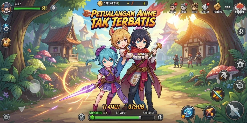 Screenshot gameplay 234E yang menampilkan karakter Anime dalam aksi.