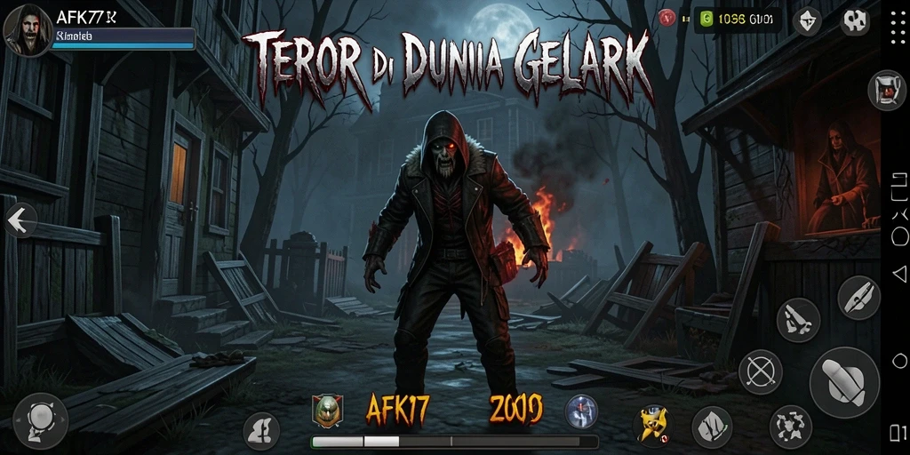 Screenshot menampilkan suasana mencekam dalam game AFK77.