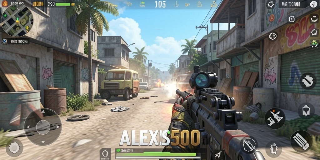 Screenshot ALEXIS500 menampilkan aksi seru dalam gameplay TPS.