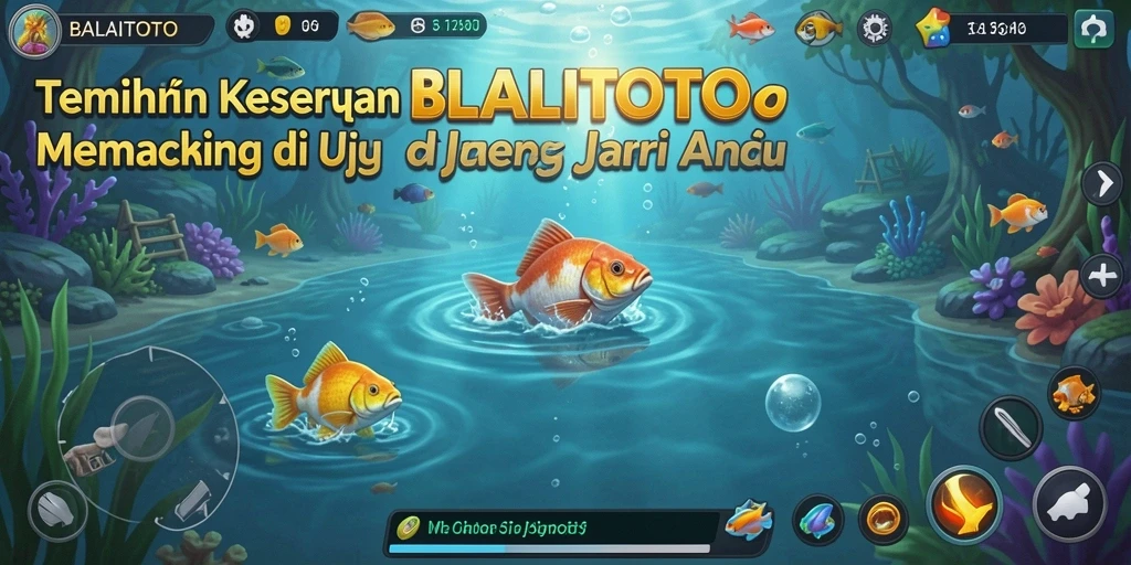 Tampilan gameplay BALAITOTO dengan aksi memancing yang seru.
