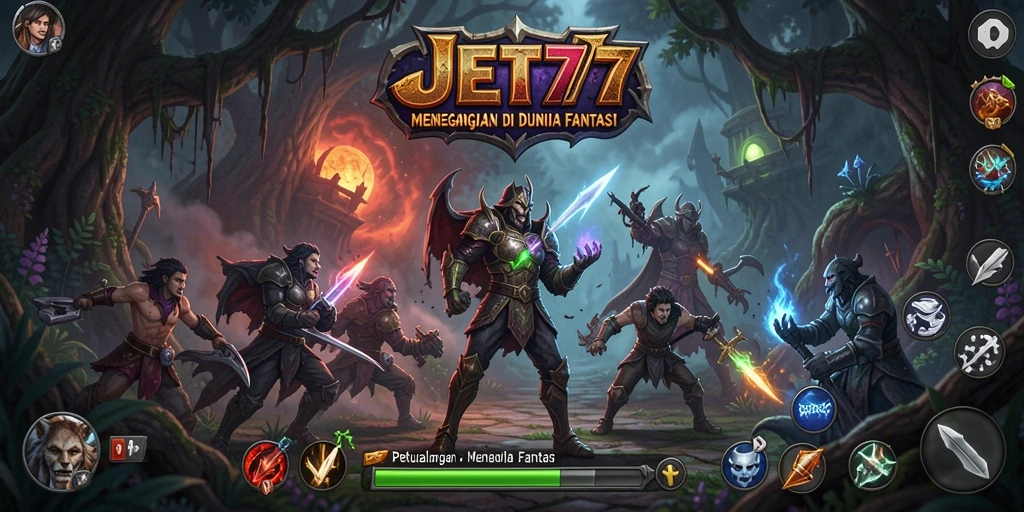 Tampilan gameplay JET77 dalam dunia petualangan yang mendebarkan.
