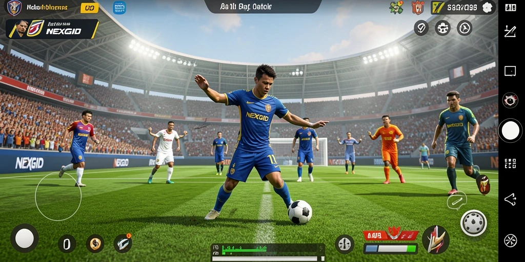 Screenshot NEXGID menunjukkan aksi seru dalam permainan olahraga.